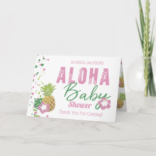 Aloha Baby Pink & Green Tropical Pineapse Foto Dankeskarte