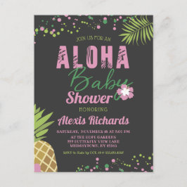 Aloha Baby Pink Tropical Girl Babydusche Dark Einladungspostkarte