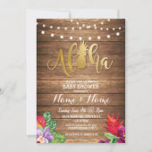Aloha Baby Shower Ananas Girl Boy Wood Invite Einladung (Vorderseite)