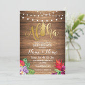 Aloha Baby Shower Ananas Girl Boy Wood Invite Einladung (Stehend Vorderseite)