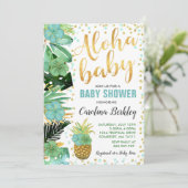 Aloha Baby Shower Einladung Tropical Baby Dusche (Stehend Vorderseite)