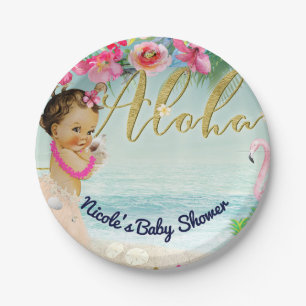 Aloha Baby Shower Retro Hawaiian Beach Party Pappteller