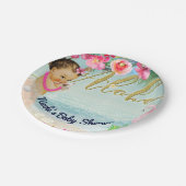 Aloha Baby Shower Retro Hawaiian Beach Party Pappteller (Schrägansicht)