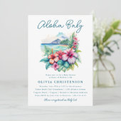 Aloha Baby Tropical Baby Shower Einladung (Stehend Vorderseite)