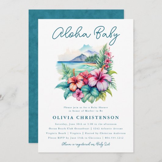 Aloha Baby Tropical Baby Shower Einladung (Vorne/Hinten)