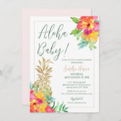 Aloha Baby Tropical Floral Ananas Dusche Einladung (Vorne/Hinten)