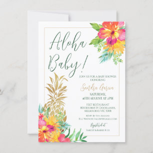 Aloha Baby Tropical Floral Ananas Dusche Einladung