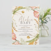 Aloha Baby Tropical Floral Botanical Baby Dusche Einladung (Stehend Vorderseite)