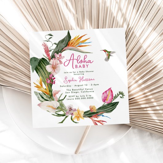 Aloha Baby Tropical Floral Wreath Baby Dusche Einladung