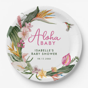Aloha Baby Tropical Floral Wreath Baby Dusche Pappteller