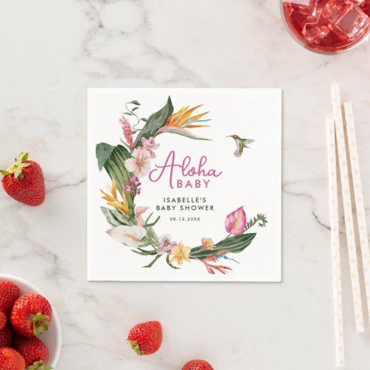 Aloha Baby Tropical Floral Wreath Baby Dusche Serviette (Beispiel)