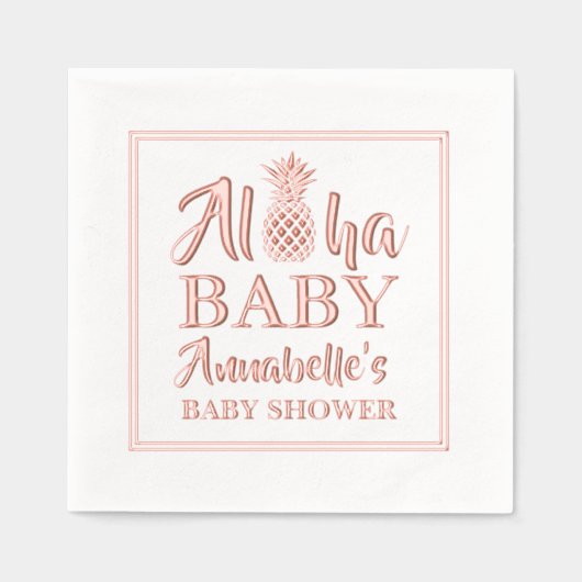 Aloha Baby Tropical Pineapse Baby Shower Servietten Mit Folie (Vorderseite)