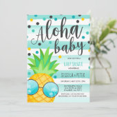 Aloha Babyparty-Einladungs-Ananas-Babyparty Einladung (Stehend Vorderseite)