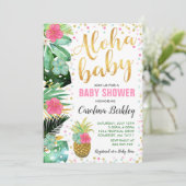 Aloha Babyparty-Einladungs-tropische Babyparty Einladung (Stehend Vorderseite)