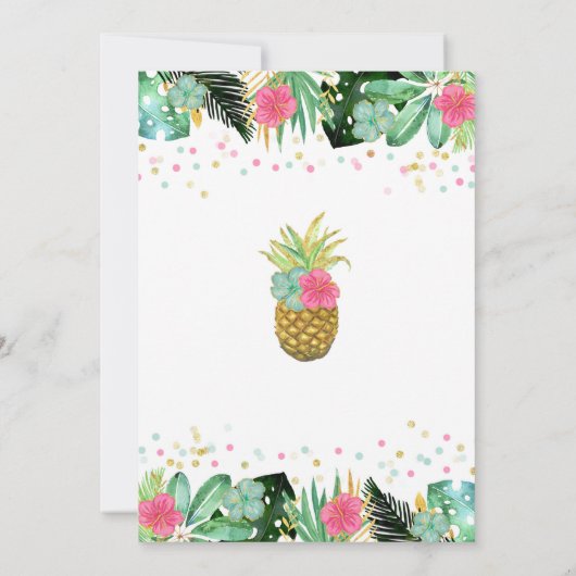 Aloha Babyparty-Einladungs-tropische Babyparty Einladung (Rückseite)