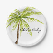 Aloha Babyparty-tropischer Palme-Insel-Strand Pappteller (Vorderseite)