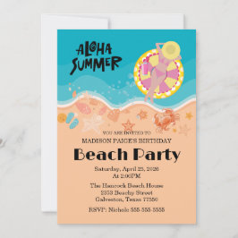 Aloha Beach Birthday Party Einladung