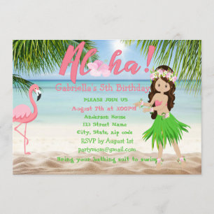 Aloha Beach Girls Luau Geburtstagsparty Einladung