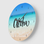 Aloha Beach Hawaiian Island Große Wanduhr (Winkel)