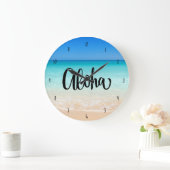 Aloha Beach Hawaiian Island Große Wanduhr (Zuhause)