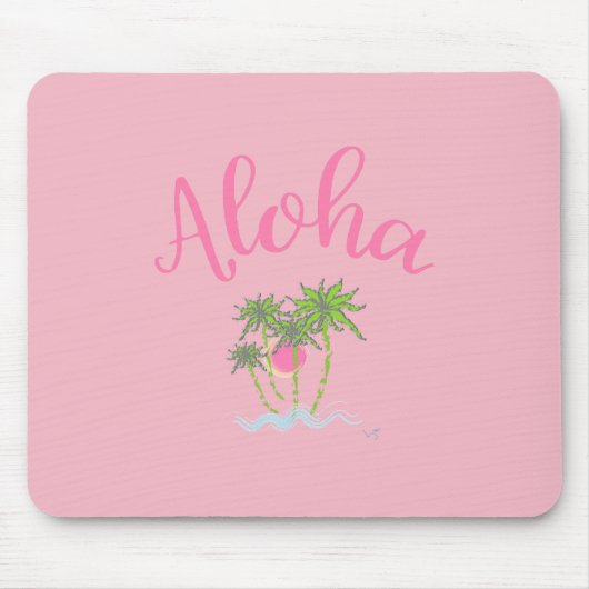 Aloha Beach Hawaiian Style Sommer Tropenrosa Mousepad (Vorne)