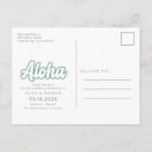 Aloha Beach Hochzeit in Urlaubsort Save the Date Ankündigungspostkarte (Rückseite)
