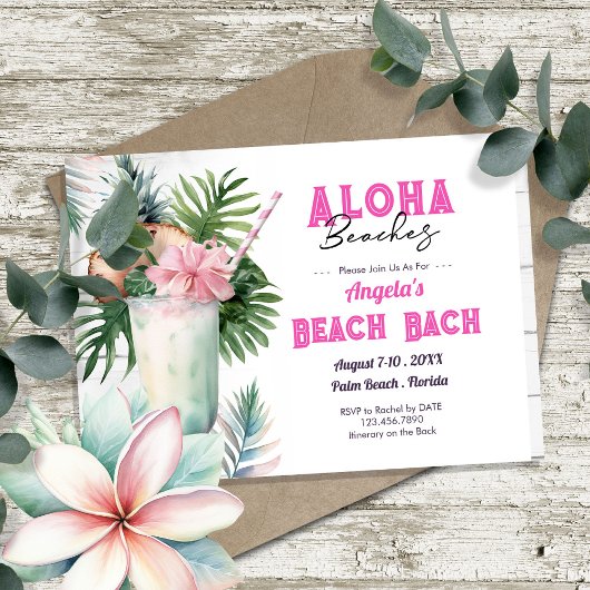Aloha Beach Junggeselinnen-Abschied und Itinerary Einladung