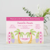 Aloha Beach Party Baby Girl Dusche Einladung (Stehend Vorderseite)