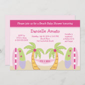 Aloha Beach Party Baby Girl Dusche Einladung (Vorne/Hinten)