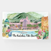 Aloha Beach | Personalisiert Tiki Bar Luau Party Banner (Horizontal)