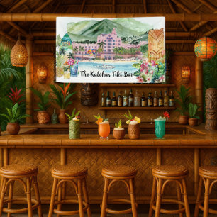 Aloha Beach Personalisiertes Tiki-Bar-Luau-Party Banner