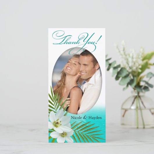 Aloha Beach Tropical Blume Dankeskarte (Stehend Vorderseite)