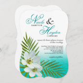 Aloha Beach Tropical Blume Hochzeit Einladung (Vorne/Hinten)