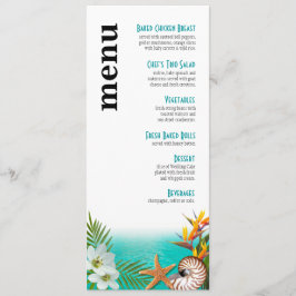 Aloha Beach Wedding Menu Plumeria Frangipani Menükarte