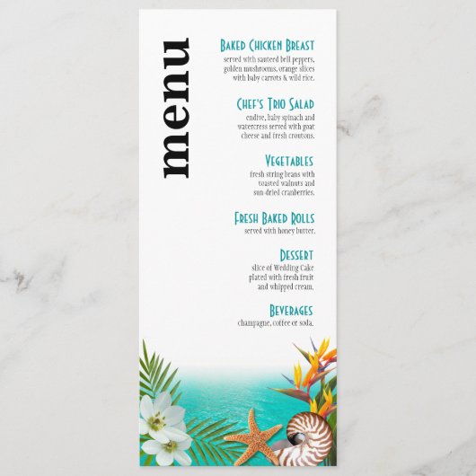 Aloha Beach Wedding Menu Plumeria Frangipani Menükarte (Vorderseite)