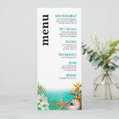Aloha Beach Wedding Menu Plumeria Frangipani Menükarte (Stehend Vorderseite)