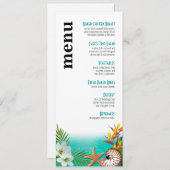 Aloha Beach Wedding Menu Plumeria Frangipani Menükarte (Vorne/Hinten)