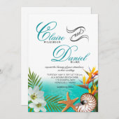 Aloha Beach Wedding Plumeria Frangipani Nautilus Einladung (Vorne/Hinten)