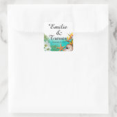 Aloha Beach Wedding Plumeria Frangipani Quadratischer Aufkleber (Tasche)