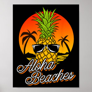 Aloha Beaches Ananas Cooler Vintager Hawaiiangipfe Poster