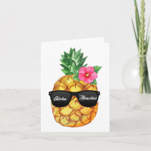 Aloha Beaches Funny Hawaiian Ananas mit Schatten Karte