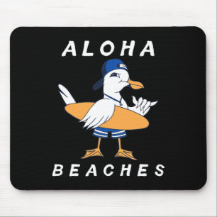 Aloha Beaches Funny Seagull Matching Family Beach Mousepad