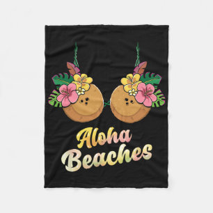 Aloha Beaches Funny Summer Coconut and Blume Bra Fleecedecke