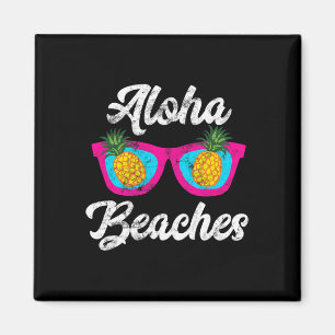 Aloha Beaches Funny Tropical Hawaiian Ananas Su Magnet