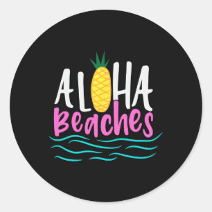 Aloha Beaches Hawaii Beach Sommerurlaub Männer Wom Runder Aufkleber