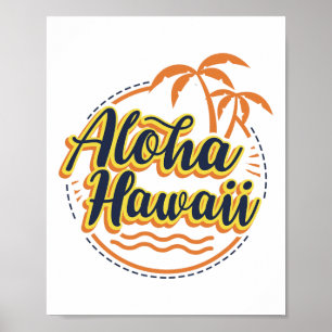 Aloha Beaches Hawaii Palms Vintages Surfer Shirt Poster