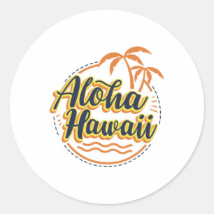 Aloha Beaches Hawaii Palms Vintages Surfer Shirt Runder Aufkleber