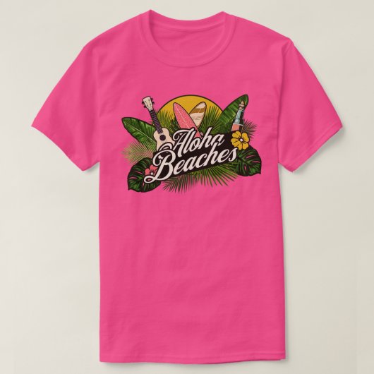 Aloha Beaches Hawaiian Hawaii Tropical Pflanze Flo T-Shirt (Design vorne)
