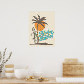 Aloha Beaches Hula Girl Hawaii Hawaii Retro Poster (Küche)