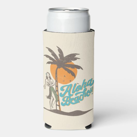 Aloha Beaches Hula Girl Hawaii Hawaii Retro Selters Dosenkühler (Seltzer Vorderseite)